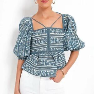 Blue cotton floral “Arlo” top by Sea